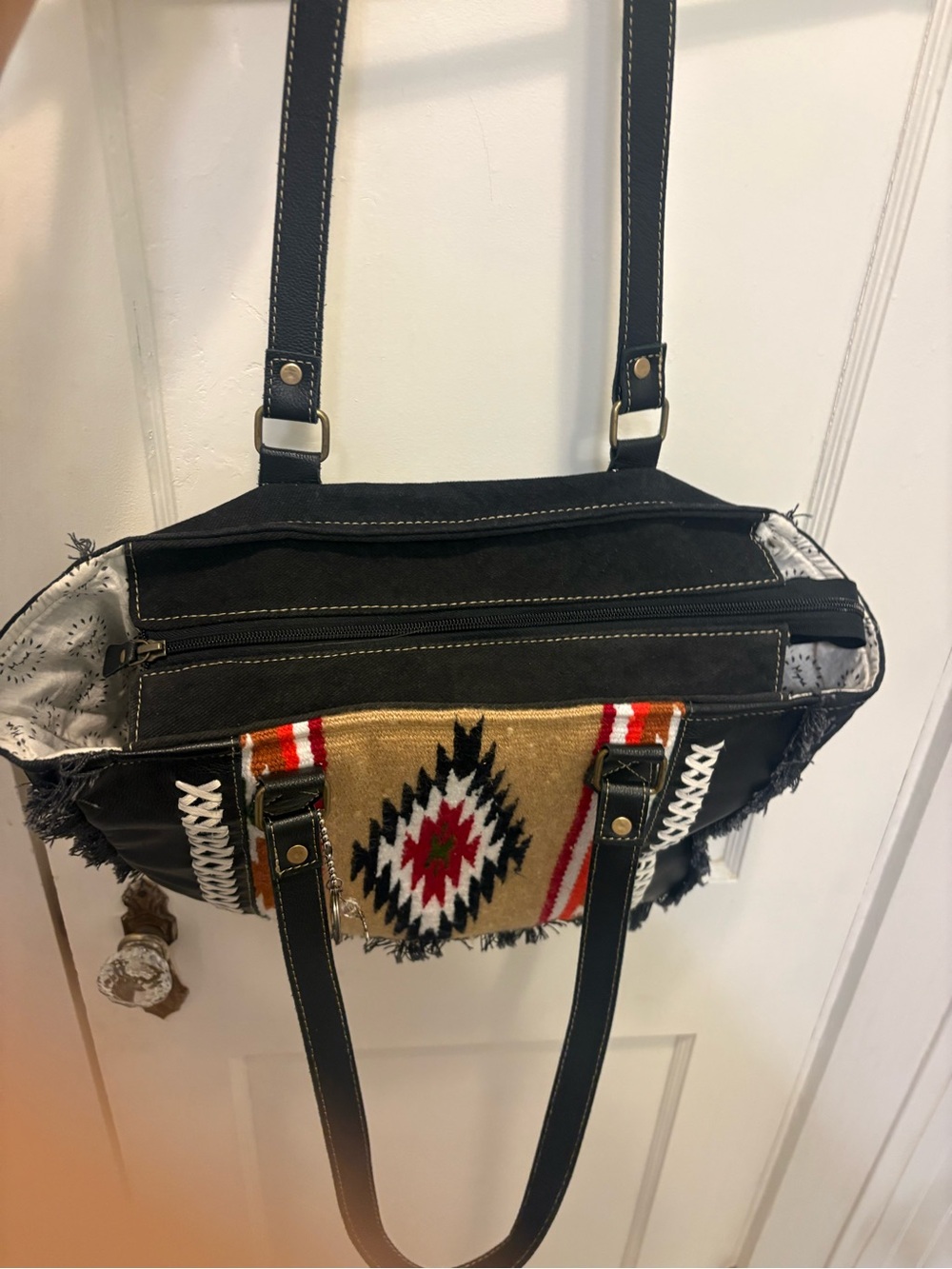 Myra Tula Rose Black shoulder tote Bag - Picture 3 of 7